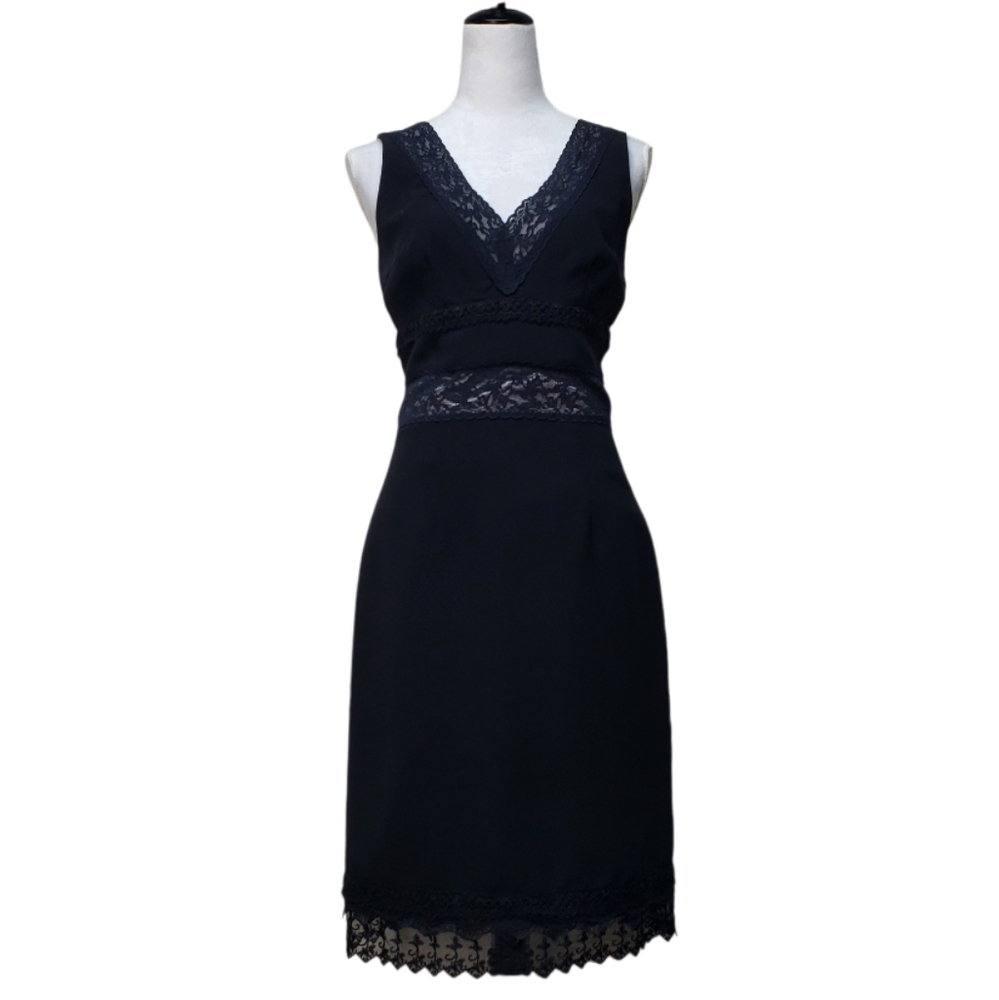 ABS Collection Black Lace V-Neckline Sleeveless Dress Size 6